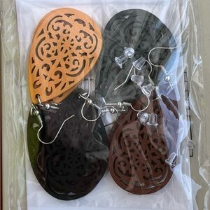 Earrings 4 pair gold,green,black,brown scroll butterfly(NIP) silvertone- jewelry